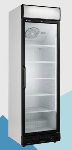 Displaykøleskab med LED-lys og lystop, hvid