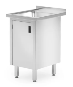 Stålbord - svejset med hængslede døre 600x600x(H)850, Hendi