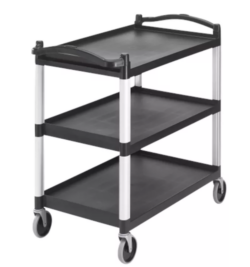 Kørebord 3 hylder i sort plastLxBxH: 1015x540x950 mm