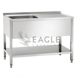 BUDGET Stålbord med vask på 140/70, vask venstre side (partivare)