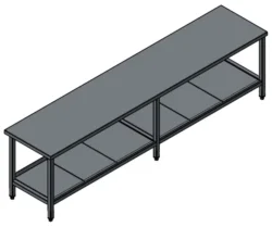 Stålbord med underhylde 2800x600x750 model 1.2.2