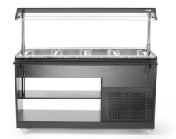 Salatbar 4x 1/1 gn i sort med hæv/sænk måler 1490x750x1370