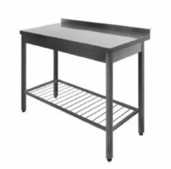 Stålbord med rillet underhylde DSS, 700mm dyb i mange længder