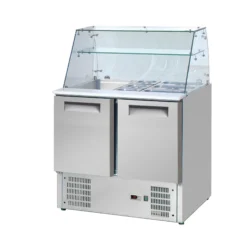 Saladette med firkantet glas og 2 låger, BASIC