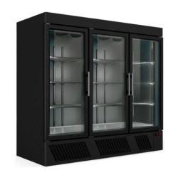 Displaykøleskab i sort med 3 låger