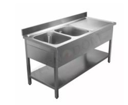 Stålbord med 2 vaske HØJRE, Tecnodom