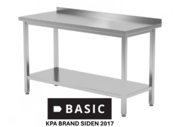 Fuldsvejst stålbord L:1700/D:700 - BASIC med underhylde og træindlæg