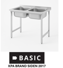 Stålbord 100x70 m/ 2 vaske og underhylde BASIC (saml-selv)